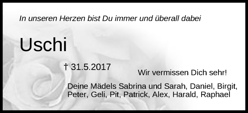  Traueranzeige für Uschi Dambacher vom 31.05.2021 aus Schwäbische Post