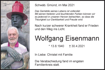 Traueranzeige von Wolfgang Eisenmann von Gmünder Tagespost