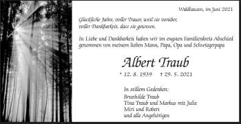 Traueranzeige von Albert Traub von Schwäbische Post