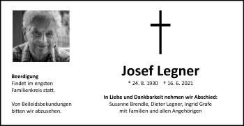 Traueranzeige von Josef Legner von Schwäbische Post