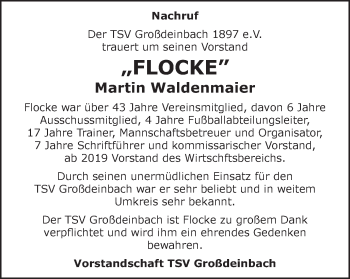 Traueranzeige von Martin Waldenmaier von Gmünder Tagespost