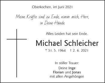 Traueranzeige von Michael Schleicher von Schwäbische Post