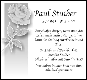 Traueranzeige von Paul Stuiber von Gmünder Tagespost
