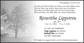 Traueranzeige von Roswitha Lippstreu von Schwäbische Post