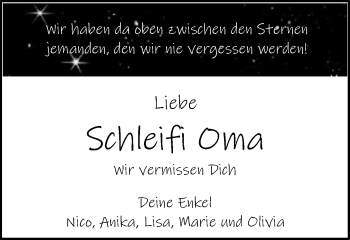 Traueranzeige von Schleifi Oma  von Schwäbische Post