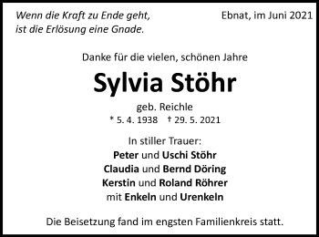 Traueranzeige von Sylvia Stöhr von Schwäbische Post