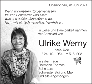 Traueranzeige von Ulrike Werny von Schwäbische Post