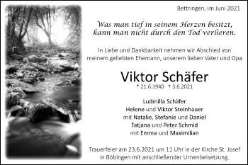Traueranzeige von Viktor Schäfer von Gmünder Tagespost