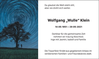 Traueranzeige von Wolfgang Klein von Gmünder Tagespost