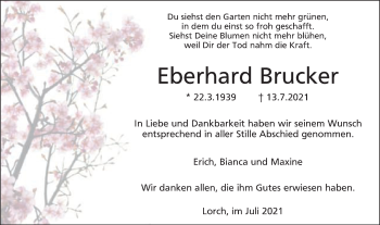 Traueranzeige von Eberhard Brucker von Gmünder Tagespost