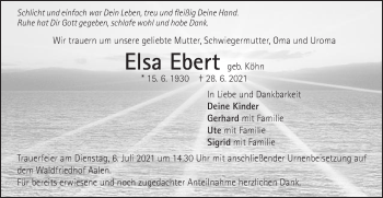 Traueranzeige von Elsa Ebert von Schwäbische Post