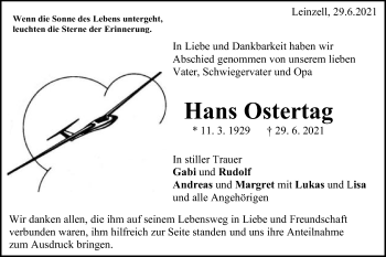 Traueranzeige von Hans Ostertag von Gmünder Tagespost