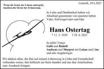 Traueranzeige von Hans Ostertag