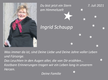 Traueranzeige von Ingrid Schaupp von Schwäbische Post
