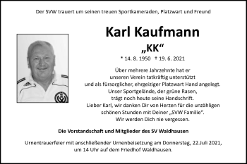 Traueranzeige von Karl Kaufmann von Schwäbische Post