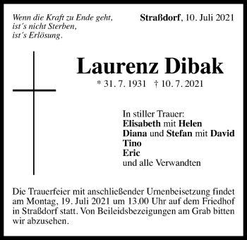 Traueranzeige von Laurenz Dibak von Gmünder Tagespost