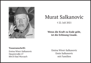 Traueranzeige von Murat Salkanovic von Gmünder Tagespost