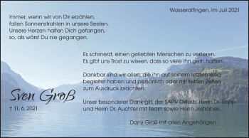 Traueranzeige von Sven Groß von Schwäbische Post
