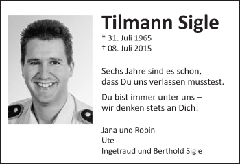 Traueranzeige von Tilmann Sigle von Schwäbische Post