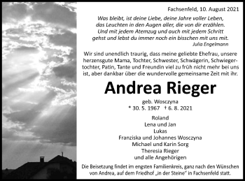 Traueranzeige von Andrea Rieger von Schwäbische Post