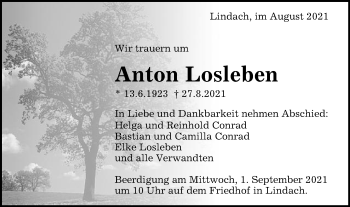 Traueranzeige von Anton Losleben von Gmünder Tagespost