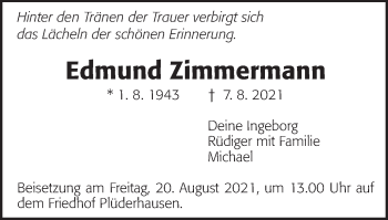 Traueranzeige von Edmund Zimmermann von Gmünder Tagespost