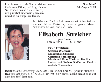Traueranzeige von Elisabeth Streicher von Gmünder Tagespost