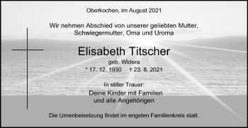 Traueranzeige von Elisabeth Titscher  von Schwäbische Post
