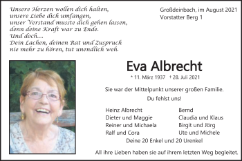 Traueranzeige von Eva Albrecht von Gmünder Tagespost