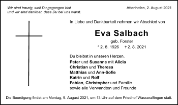 Traueranzeige von Eva Salbach von Schwäbische Post