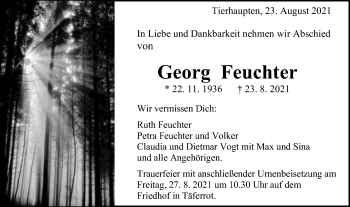 Traueranzeige von Georg Feuchter von Gmünder Tagespost