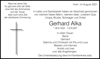 Traueranzeige von Gerhard Alka von Gmünder Tagespost