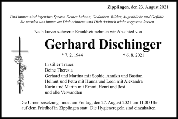Traueranzeige von Gerhard Dischinger von Schwäbische Post
