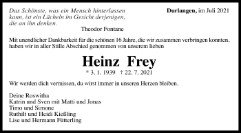 Traueranzeige von Heinz Frey von Gmünder Tagespost