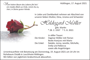 Traueranzeige von Hildegard Möller von Schwäbische Post