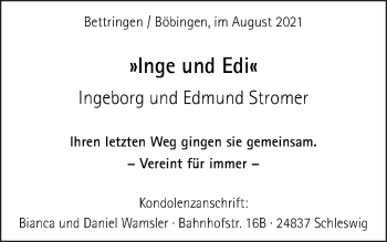 Traueranzeige von Ingeborg und Edmund Stromer von Gmünder Tagespost