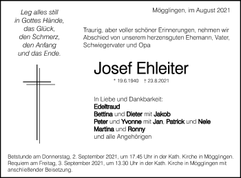 Traueranzeige von Josef Ehleiter von Gmünder Tagespost