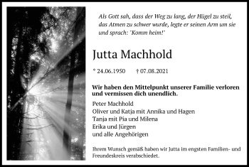 Traueranzeige von Jutta Machhold von Schwäbische Post