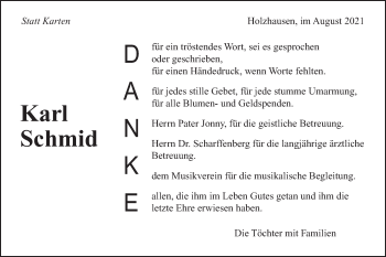 Traueranzeige von Karl Schmid von Gmünder Tagespost