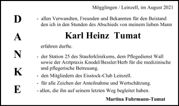 Traueranzeige von Karl Heinz Tumat