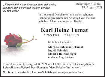 Traueranzeige von Karl Heinz Tumat von Gmünder Tagespost