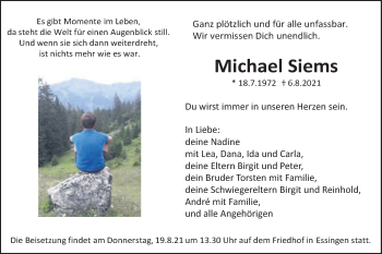 Traueranzeige von Michael Siems von Schwäbische Post