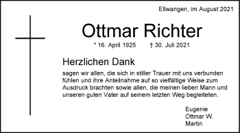 Traueranzeige von Ottmar Richter