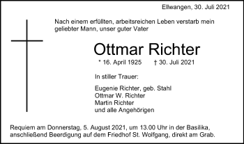 Traueranzeige von Ottmar Richter