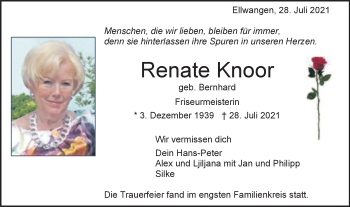 Traueranzeige von Renate Knoor