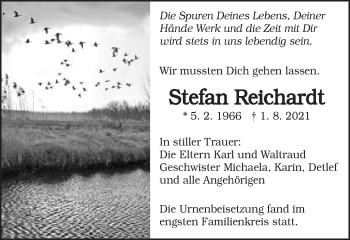 Traueranzeige von Stefan Reichardt von Schwäbische Post