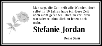 Traueranzeige von Stefanie Jordan von Gmünder Tagespost