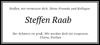 Traueranzeige von Steffen Raab von Gmünder Tagespost