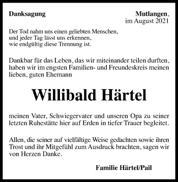Traueranzeige von Willibald Härtel