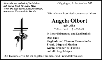 Traueranzeige von Angela Olbort von Gmünder Tagespost